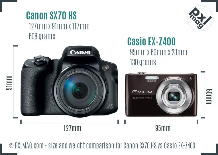 Canon SX70 HS vs Casio EX-Z400 size comparison