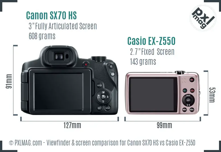 Canon SX70 HS vs Casio EX-Z550 Screen and Viewfinder comparison Canon SX70 HS vs Casio EX-Z550 Screen and Viewfinder comparison