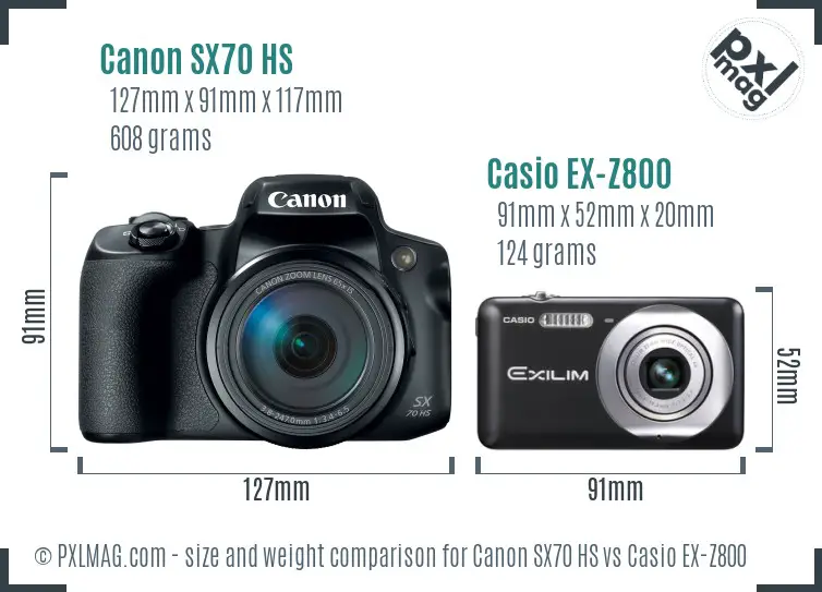 Canon SX70 HS vs Casio EX-Z800 size comparison