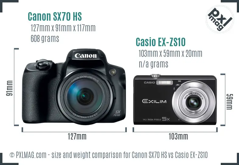 Canon SX70 HS vs Casio EX-ZS10 size comparison