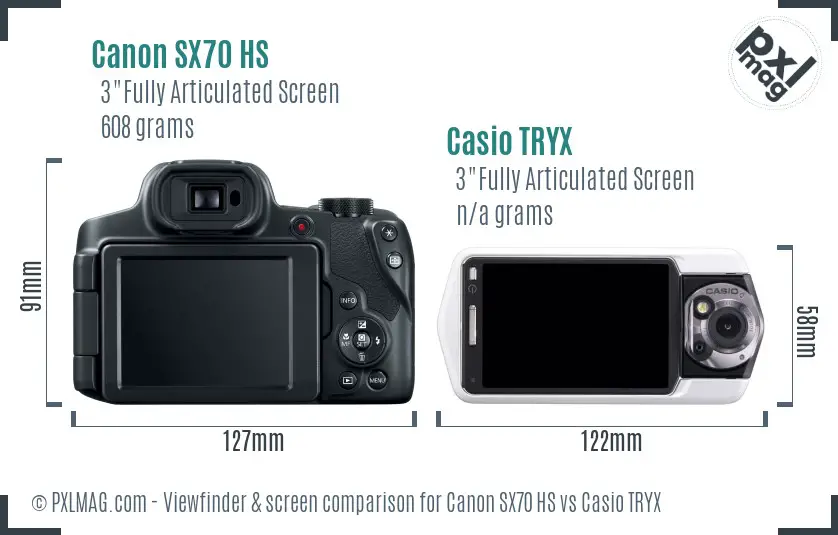 Canon SX70 HS vs Casio TRYX Screen and Viewfinder comparison