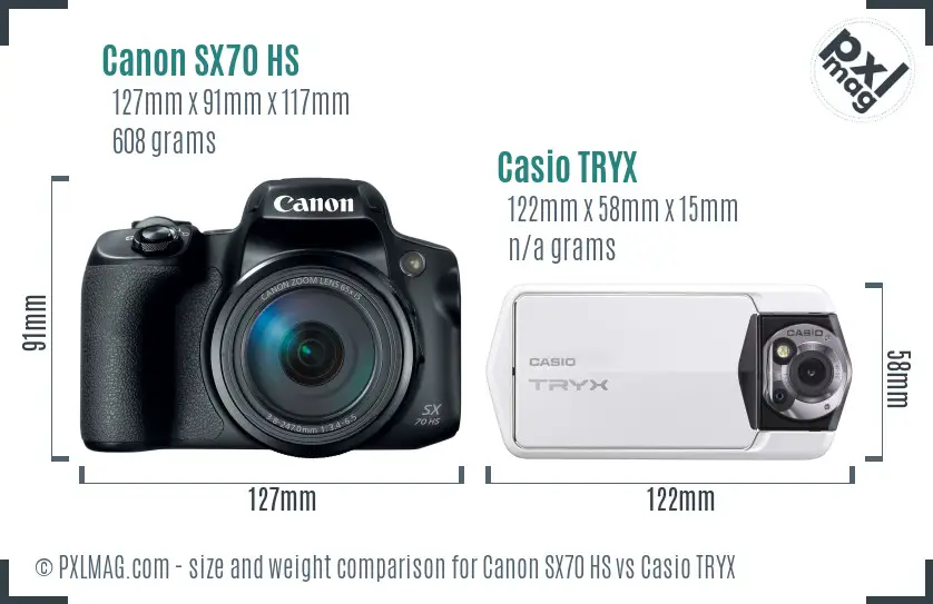 Canon SX70 HS vs Casio TRYX size comparison