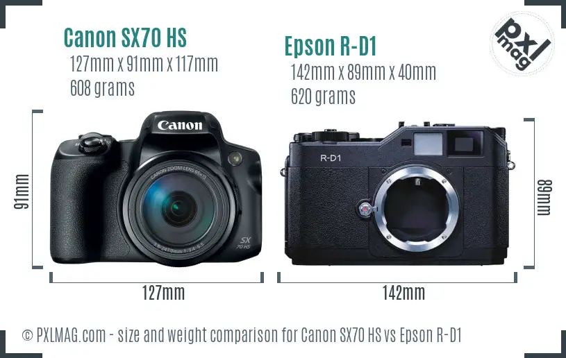 Canon SX70 HS vs Epson R-D1 size comparison Canon SX70 HS vs Epson R-D1 size comparison