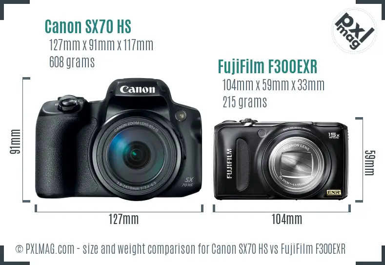 Canon SX70 HS vs FujiFilm F300EXR size comparison