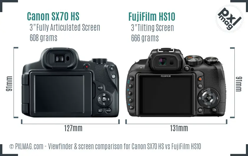 Canon SX70 HS vs FujiFilm HS10 Screen and Viewfinder comparison