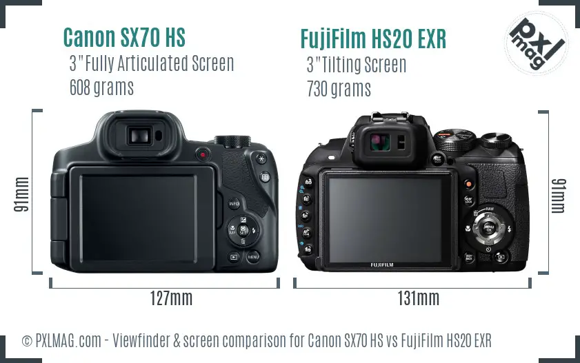 Canon SX70 HS vs FujiFilm HS20 EXR Screen and Viewfinder comparison