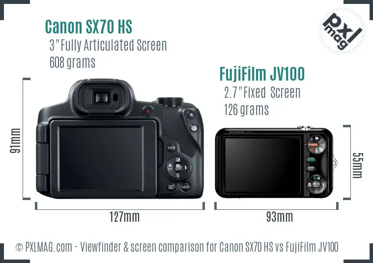 Canon SX70 HS vs FujiFilm JV100 Screen and Viewfinder comparison
