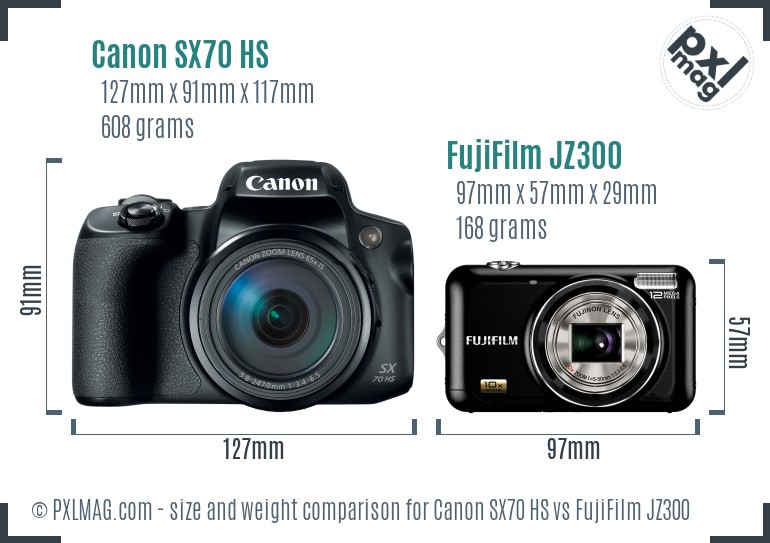 Canon SX70 HS vs FujiFilm JZ300 size comparison