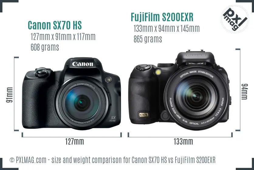 Canon SX70 HS vs FujiFilm S200EXR size comparison
