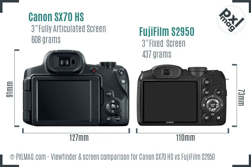 Canon SX70 HS vs FujiFilm S2950 Screen and Viewfinder comparison