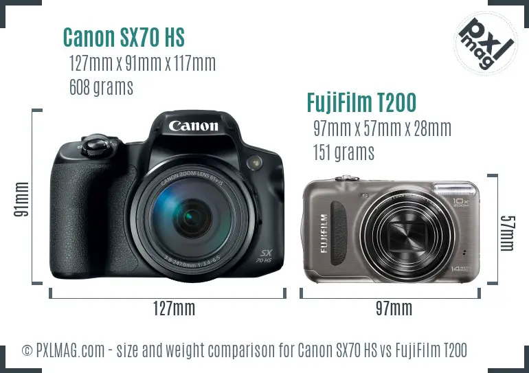 Canon SX70 HS vs FujiFilm T200 size comparison Canon SX70 HS vs FujiFilm T200 size comparison