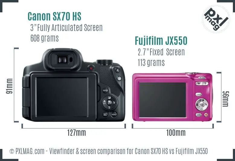 Canon SX70 HS vs Fujifilm JX550 Screen and Viewfinder comparison