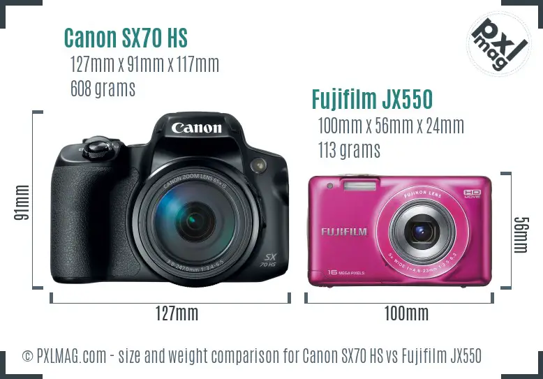 Canon SX70 HS vs Fujifilm JX550 size comparison