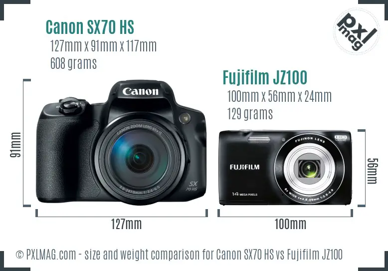 Canon SX70 HS vs Fujifilm JZ100 size comparison Canon SX70 HS vs Fujifilm JZ100 size comparison