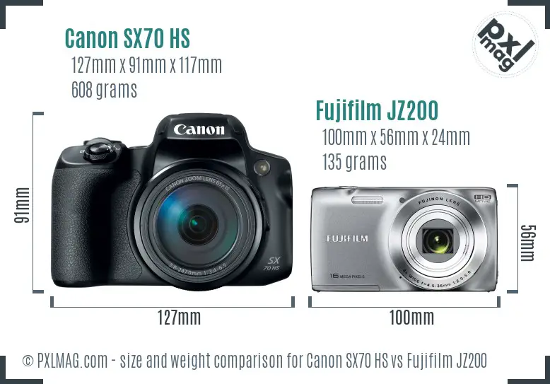 Canon SX70 HS vs Fujifilm JZ200 size comparison