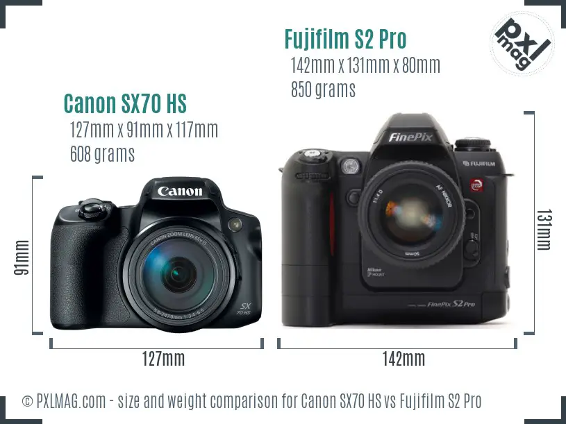 Canon SX70 HS vs Fujifilm S2 Pro size comparison