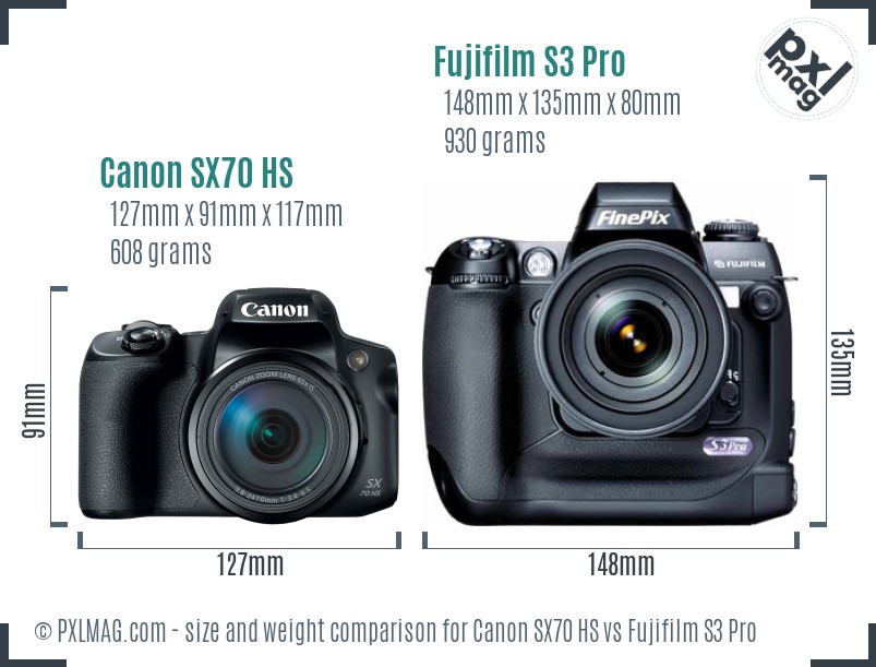 Canon SX70 HS vs Fujifilm S3 Pro size comparison