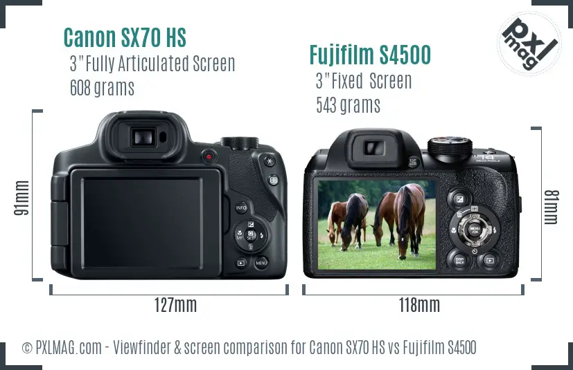 Canon SX70 HS vs Fujifilm S4500 Screen and Viewfinder comparison