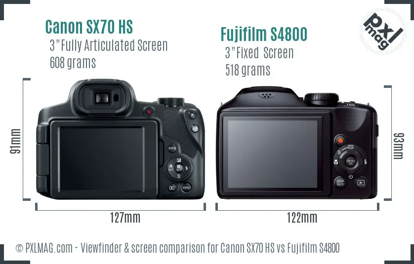 Canon SX70 HS vs Fujifilm S4800 Screen and Viewfinder comparison