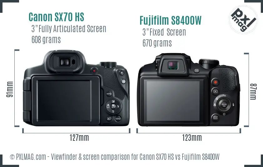Canon SX70 HS vs Fujifilm S8400W Screen and Viewfinder comparison