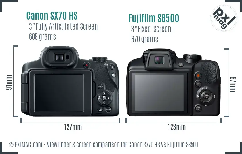 Canon SX70 HS vs Fujifilm S8500 Screen and Viewfinder comparison