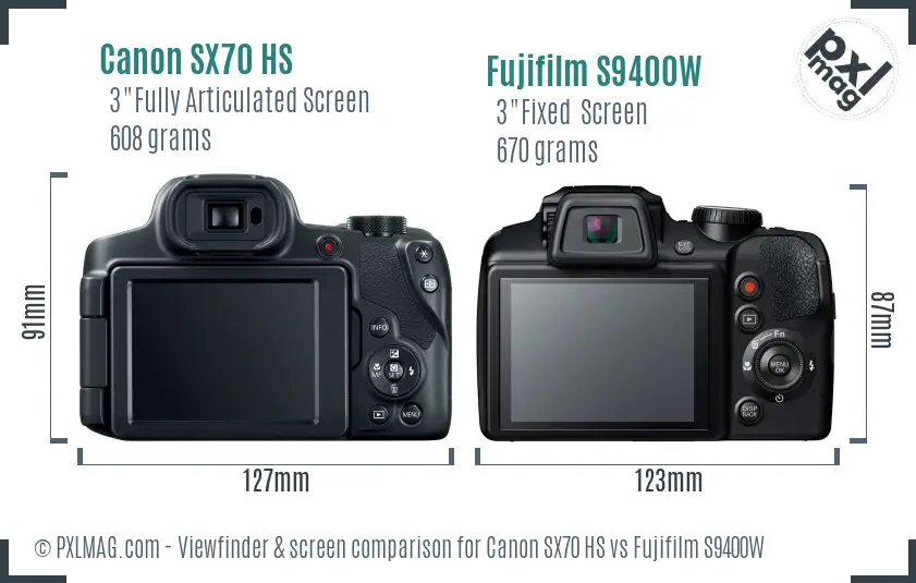 Canon SX70 HS vs Fujifilm S9400W Screen and Viewfinder comparison