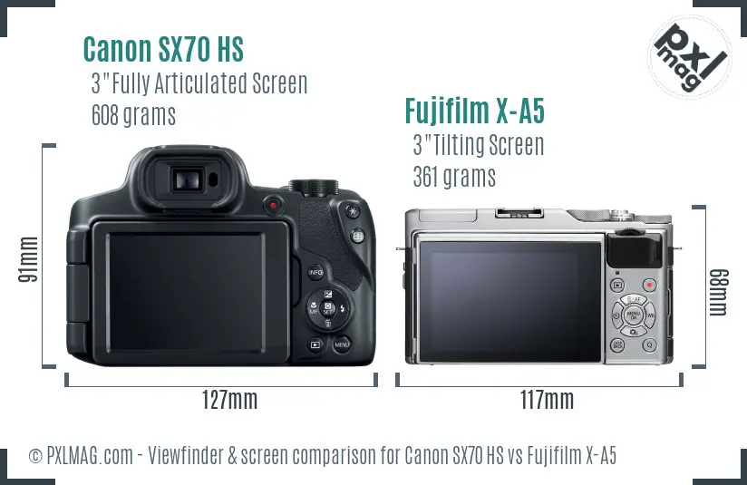 Canon SX70 HS vs Fujifilm X-A5 Screen and Viewfinder comparison Canon SX70 HS vs Fujifilm X-A5 Screen and Viewfinder comparison