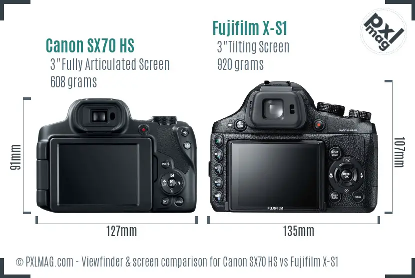 Canon SX70 HS vs Fujifilm X-S1 Screen and Viewfinder comparison