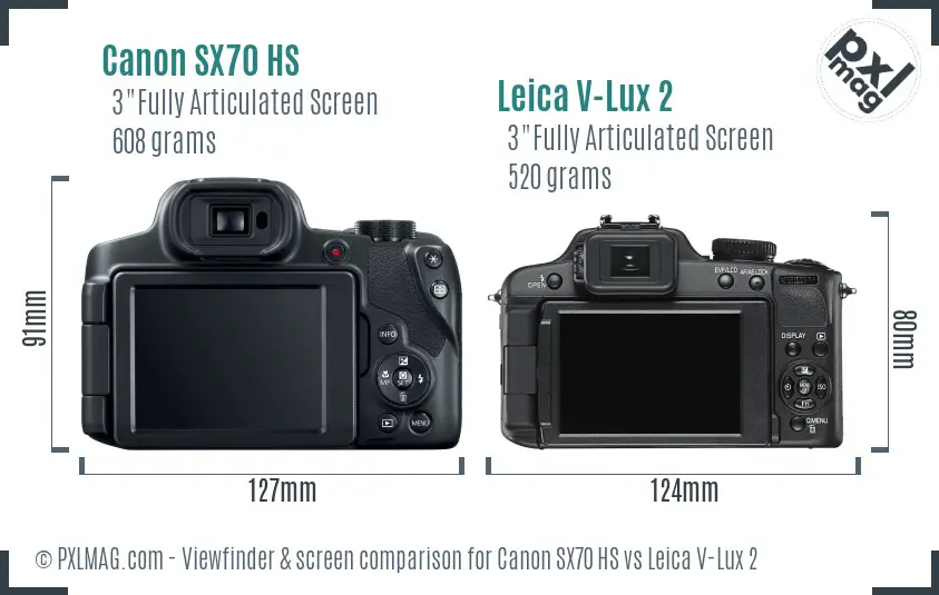 Canon SX70 HS vs Leica V-Lux 2 Screen and Viewfinder comparison