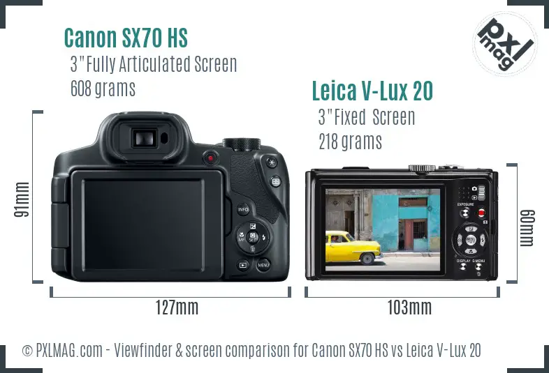 Canon SX70 HS vs Leica V-Lux 20 Screen and Viewfinder comparison