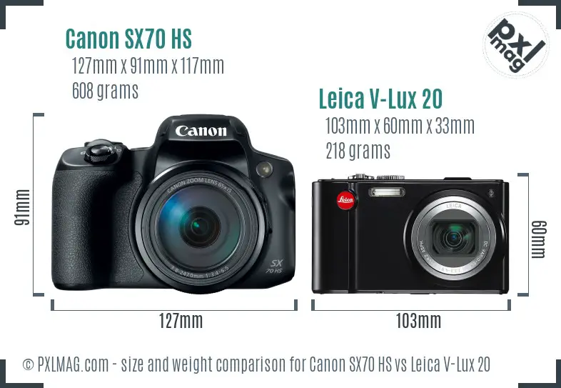 Canon SX70 HS vs Leica V-Lux 20 size comparison