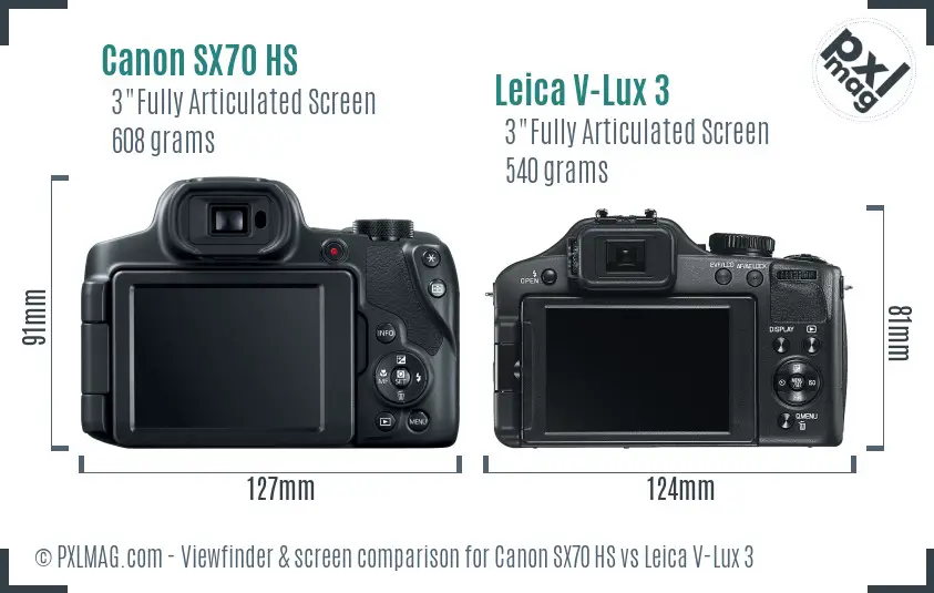 Canon SX70 HS vs Leica V-Lux 3 Screen and Viewfinder comparison