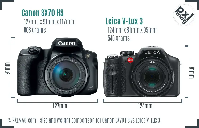 Canon SX70 HS vs Leica V-Lux 3 size comparison