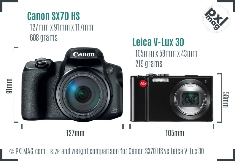 Canon SX70 HS vs Leica V-Lux 30 size comparison