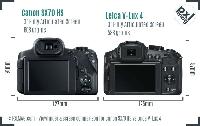 Canon SX70 HS vs Leica V-Lux 4 Screen and Viewfinder comparison