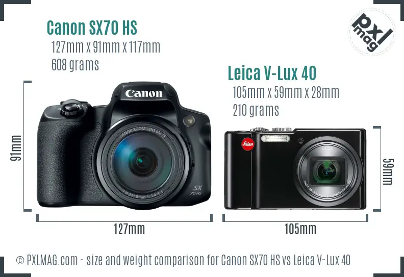 Canon SX70 HS vs Leica V-Lux 40 size comparison