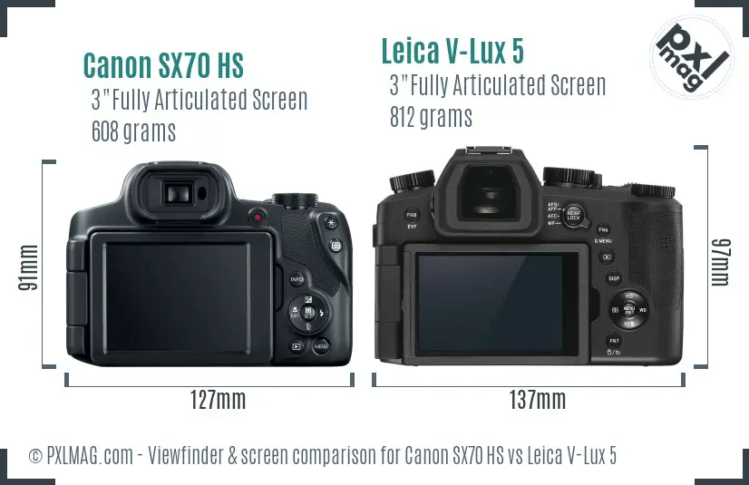 Canon SX70 HS vs Leica V-Lux 5 Screen and Viewfinder comparison