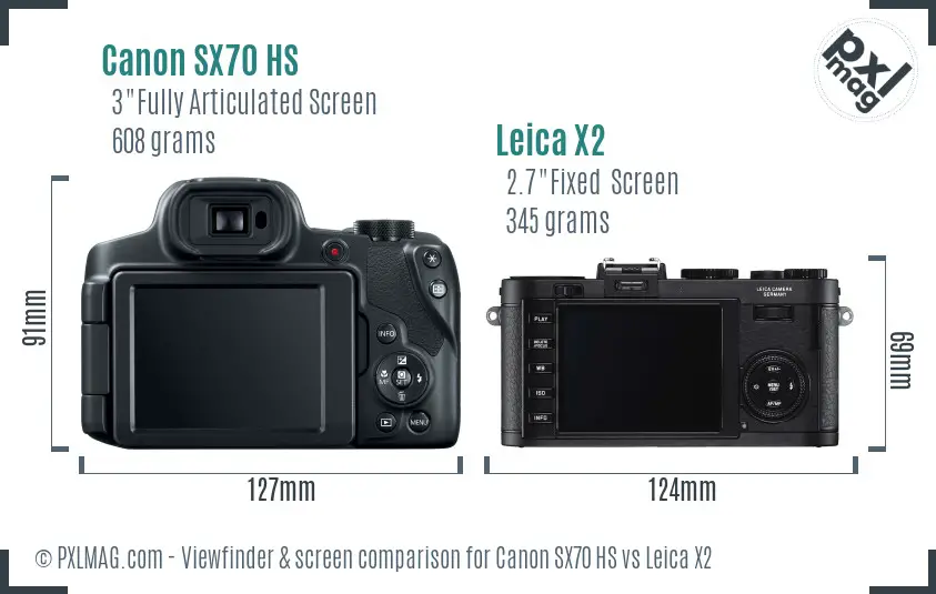 Canon SX70 HS vs Leica X2 Screen and Viewfinder comparison
