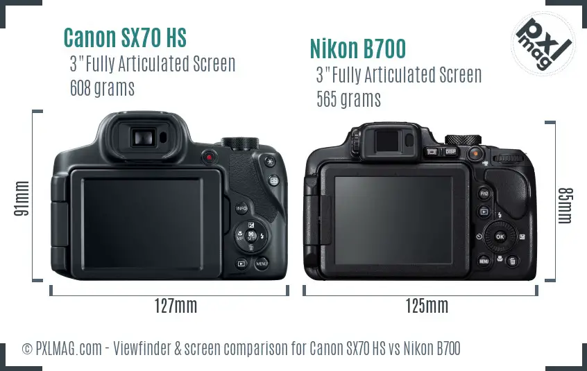 Canon SX70 HS vs Nikon B700 Screen and Viewfinder comparison