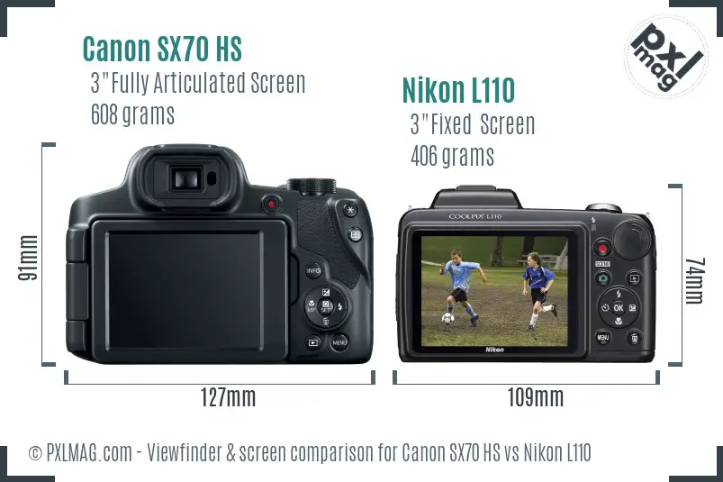 Canon SX70 HS vs Nikon L110 Screen and Viewfinder comparison