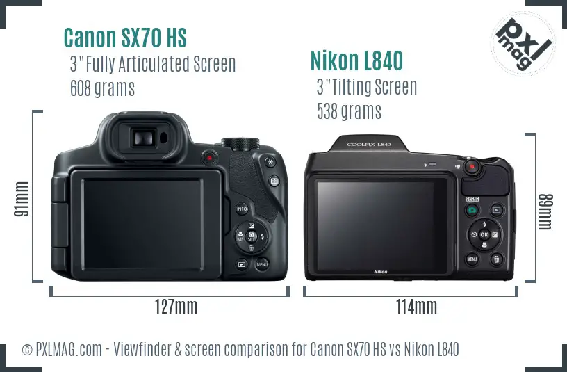 Canon SX70 HS vs Nikon L840 Screen and Viewfinder comparison