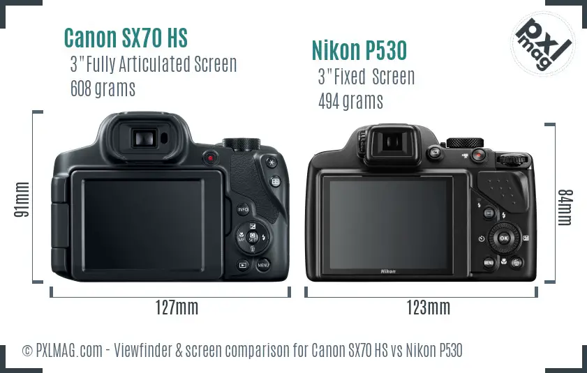 Canon SX70 HS vs Nikon P530 Screen and Viewfinder comparison