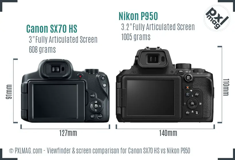 Canon SX70 HS vs Nikon P950 Screen and Viewfinder comparison