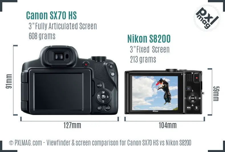 Canon SX70 HS vs Nikon S8200 Screen and Viewfinder comparison
