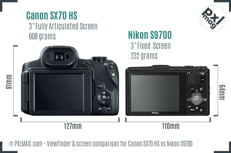 Canon SX70 HS vs Nikon S9700 Screen and Viewfinder comparison