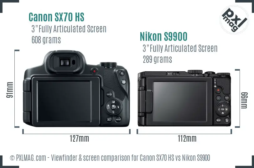 Canon SX70 HS vs Nikon S9900 Screen and Viewfinder comparison