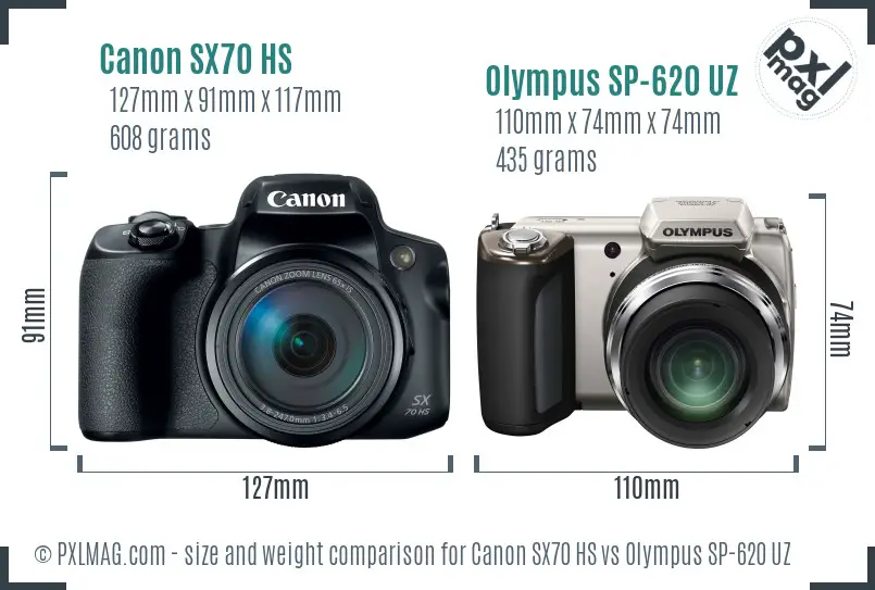 Canon SX70 HS vs Olympus SP-620 UZ size comparison