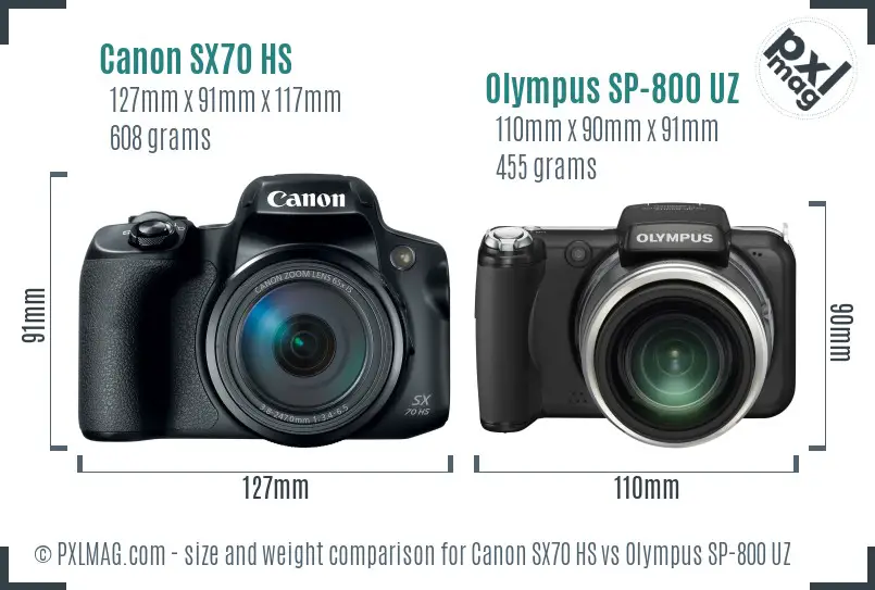 Canon SX70 HS vs Olympus SP-800 UZ size comparison