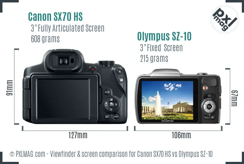 Canon SX70 HS vs Olympus SZ-10 Screen and Viewfinder comparison
