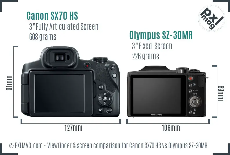 Canon SX70 HS vs Olympus SZ-30MR Screen and Viewfinder comparison